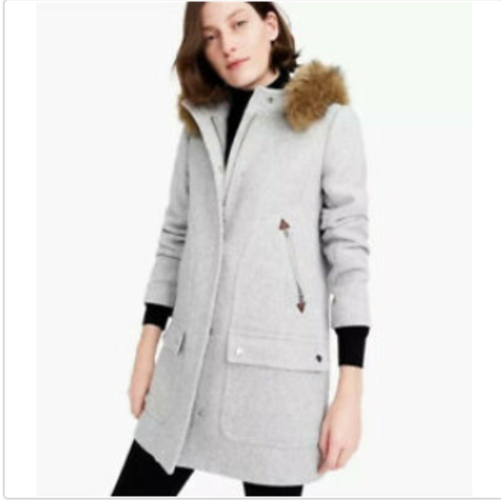 J Crew Heather Dusk Wool-Blend Parka